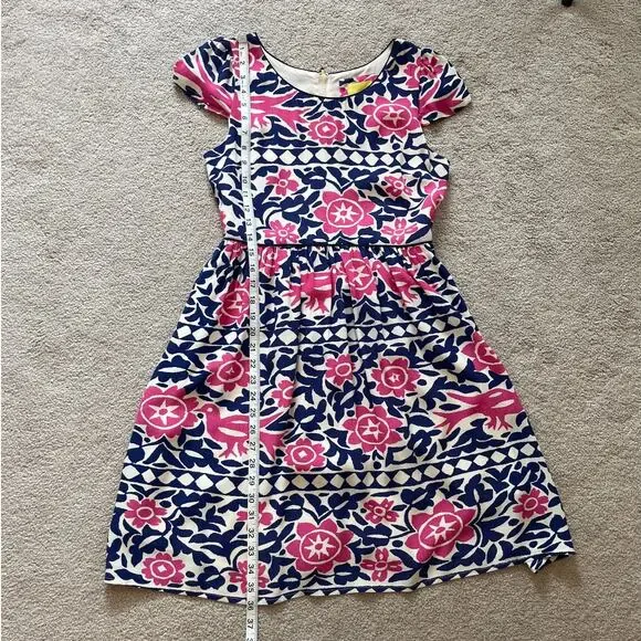 Anthropologie Maeve Peralta Flared Dress Bird Floral Size 2 Pockets Fit & Flare - Picture 7 of 7